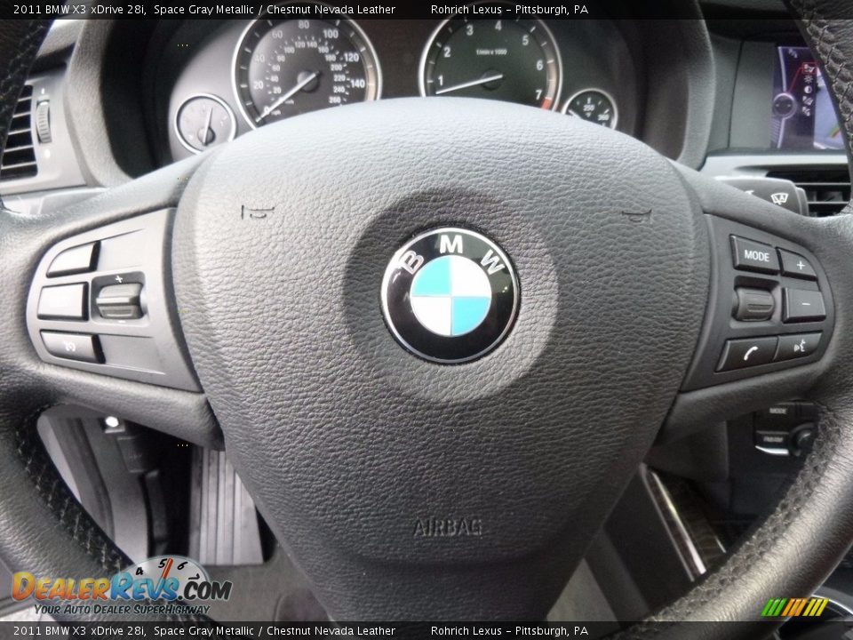 2011 BMW X3 xDrive 28i Space Gray Metallic / Chestnut Nevada Leather Photo #20