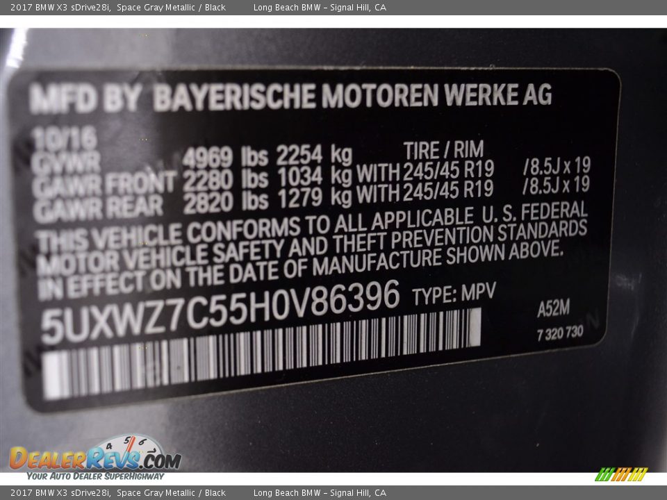 2017 BMW X3 sDrive28i Space Gray Metallic / Black Photo #15