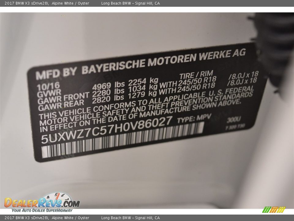 2017 BMW X3 sDrive28i Alpine White / Oyster Photo #15
