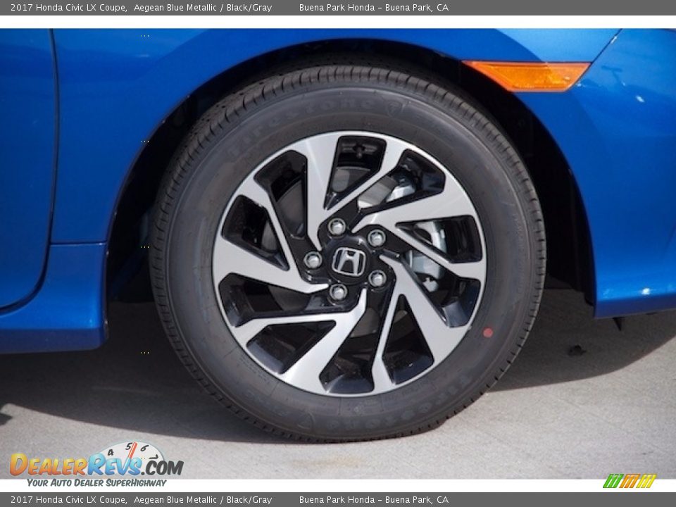 2017 Honda Civic LX Coupe Aegean Blue Metallic / Black/Gray Photo #3