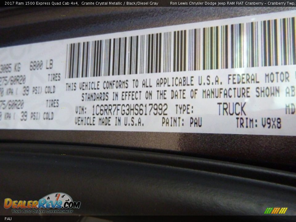 Ram Color Code PAU Granite Crystal Metallic