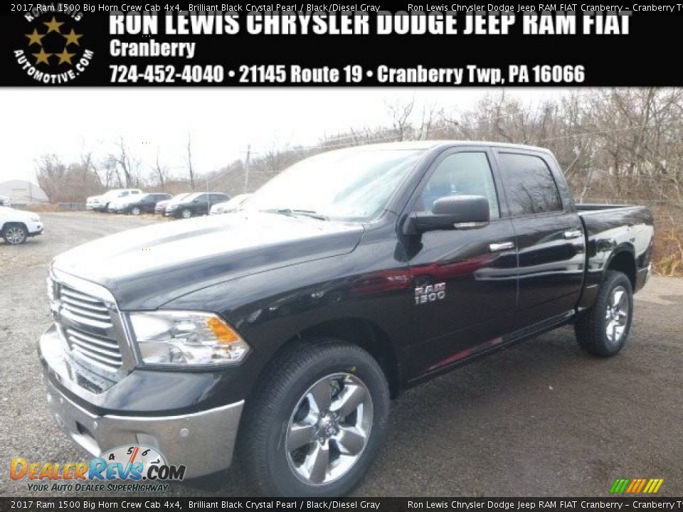 2017 Ram 1500 Big Horn Crew Cab 4x4 Brilliant Black Crystal Pearl / Black/Diesel Gray Photo #1