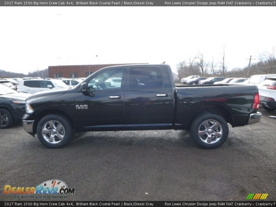 2017 Ram 1500 Big Horn Crew Cab 4x4 Brilliant Black Crystal Pearl / Black/Diesel Gray Photo #3