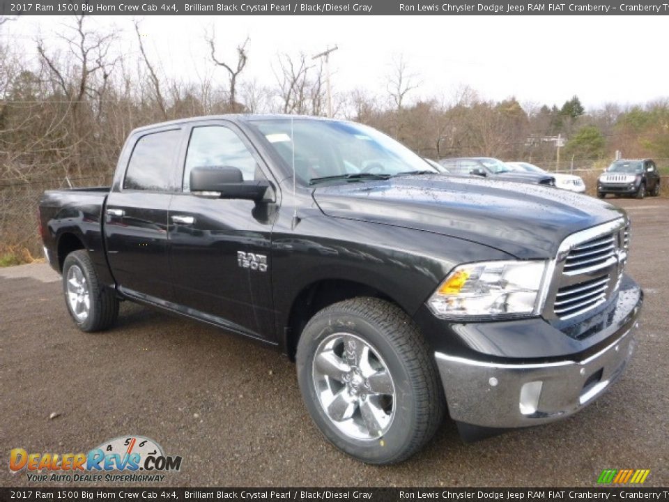2017 Ram 1500 Big Horn Crew Cab 4x4 Brilliant Black Crystal Pearl / Black/Diesel Gray Photo #12