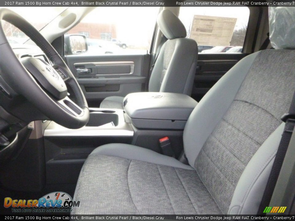 2017 Ram 1500 Big Horn Crew Cab 4x4 Brilliant Black Crystal Pearl / Black/Diesel Gray Photo #14