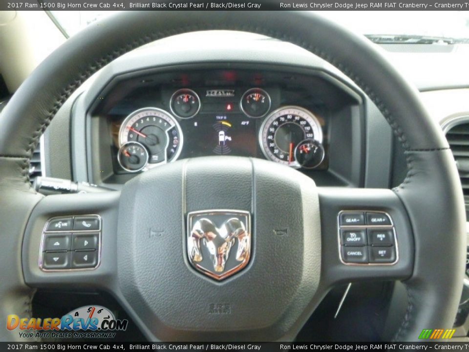 2017 Ram 1500 Big Horn Crew Cab 4x4 Brilliant Black Crystal Pearl / Black/Diesel Gray Photo #20
