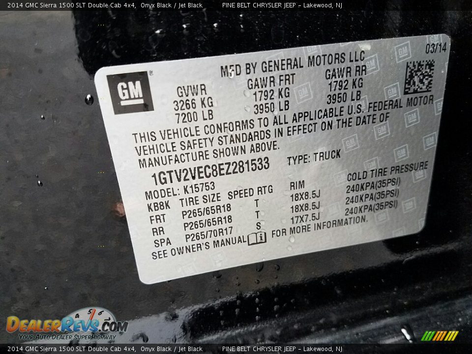 2014 GMC Sierra 1500 SLT Double Cab 4x4 Onyx Black / Jet Black Photo #19