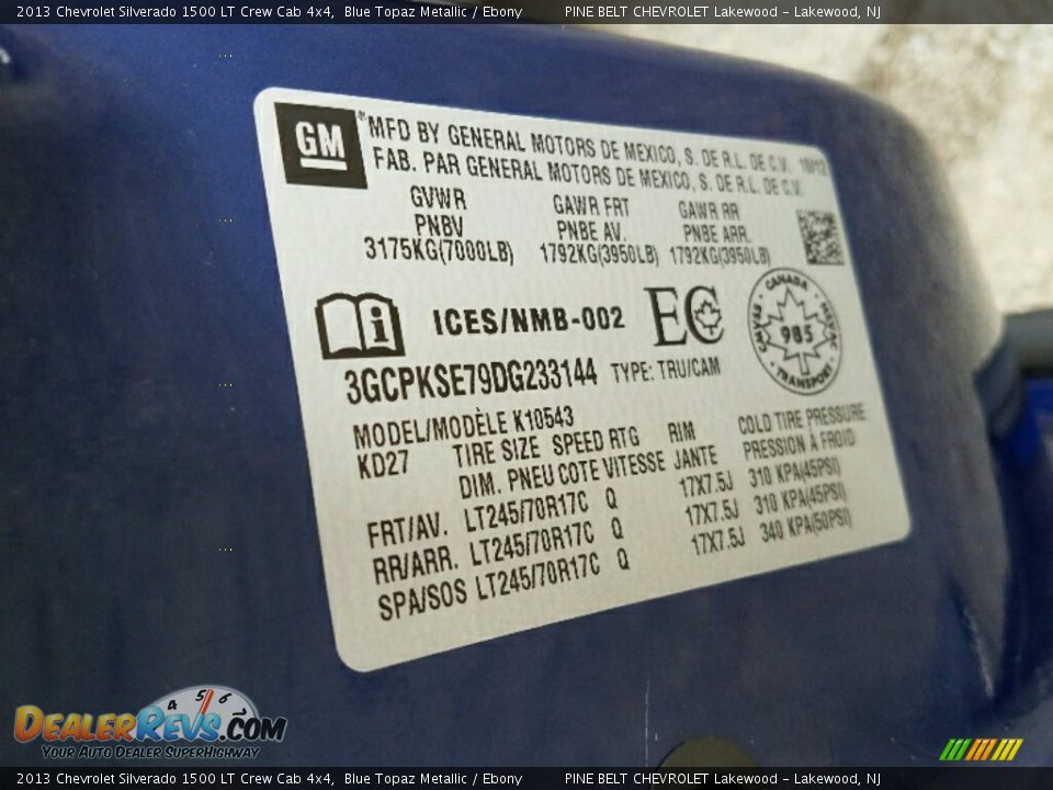 2013 Chevrolet Silverado 1500 LT Crew Cab 4x4 Blue Topaz Metallic / Ebony Photo #18