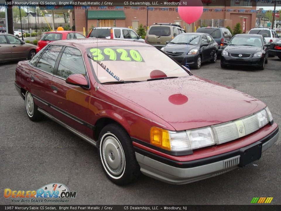 1987 Mercury Sable GS Sedan Bright Red Pearl Metallic / Grey Photo #3