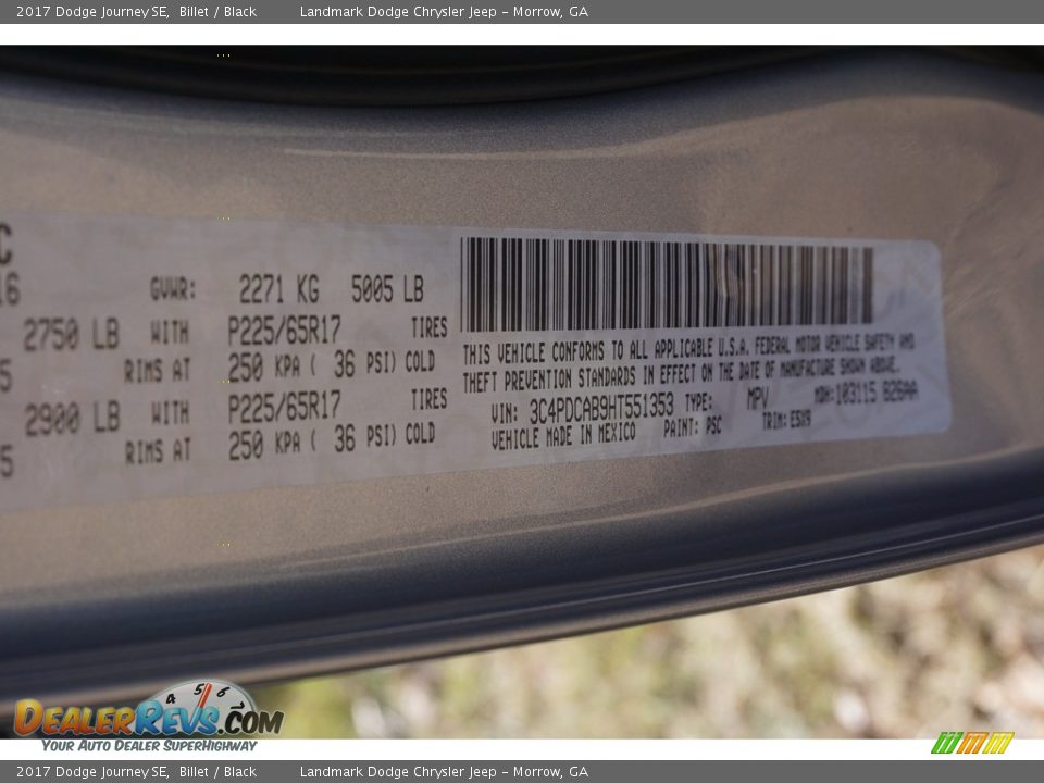 2017 Dodge Journey SE Billet / Black Photo #9