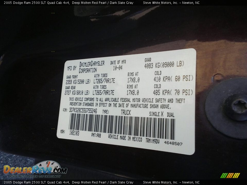 2005 Dodge Ram 2500 SLT Quad Cab 4x4 Deep Molten Red Pearl / Dark Slate Gray Photo #20