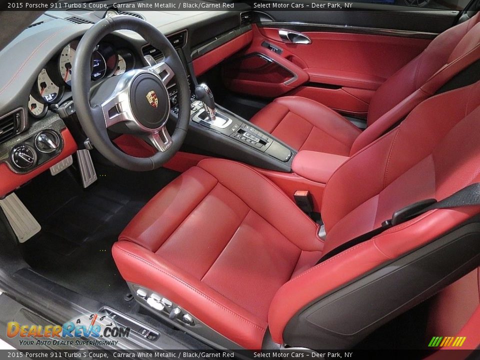 Black/Garnet Red Interior - 2015 Porsche 911 Turbo S Coupe Photo #19