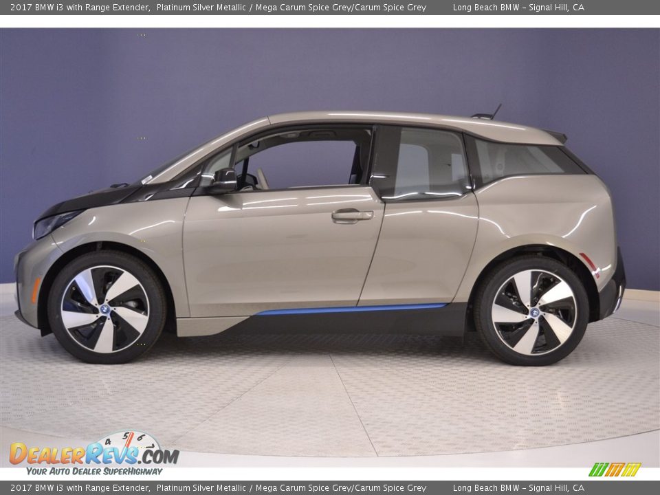 2017 BMW i3 with Range Extender Platinum Silver Metallic / Mega Carum Spice Grey/Carum Spice Grey Photo #3