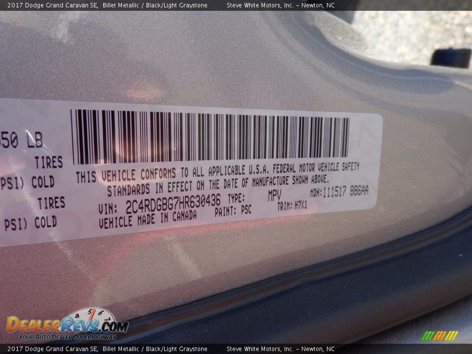 2017 Dodge Grand Caravan SE Billet Metallic / Black/Light Graystone Photo #23