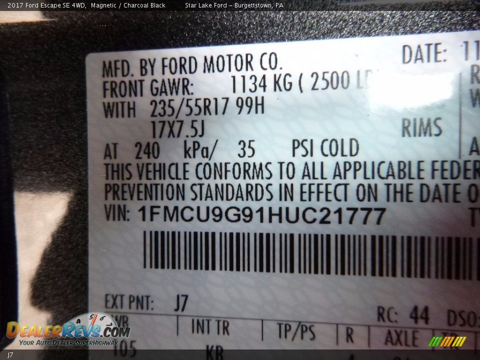Ford Color Code J7 Magnetic