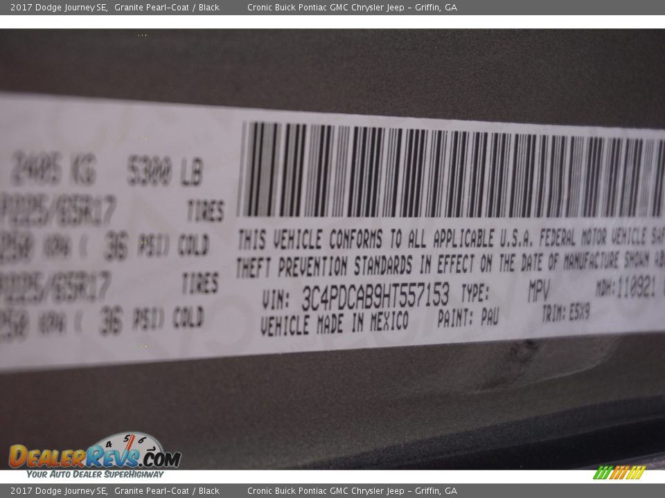 2017 Dodge Journey SE Granite Pearl-Coat / Black Photo #13