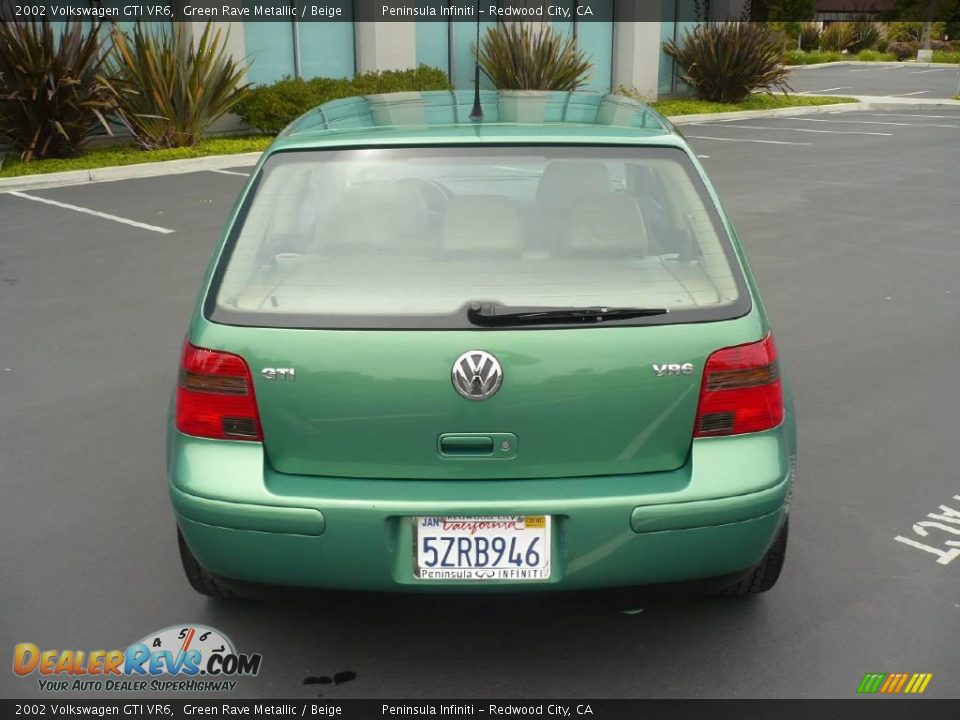 2002 Volkswagen GTI VR6 Green Rave Metallic / Beige Photo #5