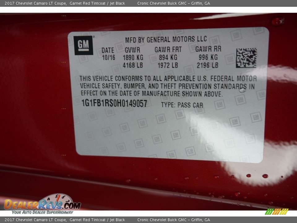 2017 Chevrolet Camaro LT Coupe Garnet Red Tintcoat / Jet Black Photo #15