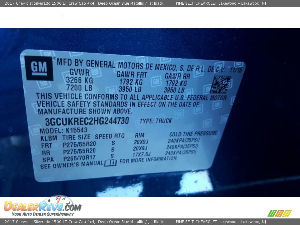 2017 Chevrolet Silverado 1500 LT Crew Cab 4x4 Deep Ocean Blue Metallic / Jet Black Photo #7