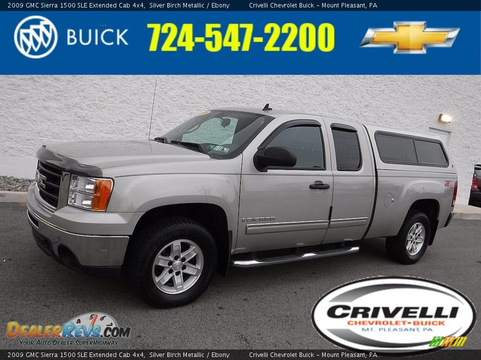2009 GMC Sierra 1500 SLE Extended Cab 4x4 Silver Birch Metallic / Ebony Photo #1