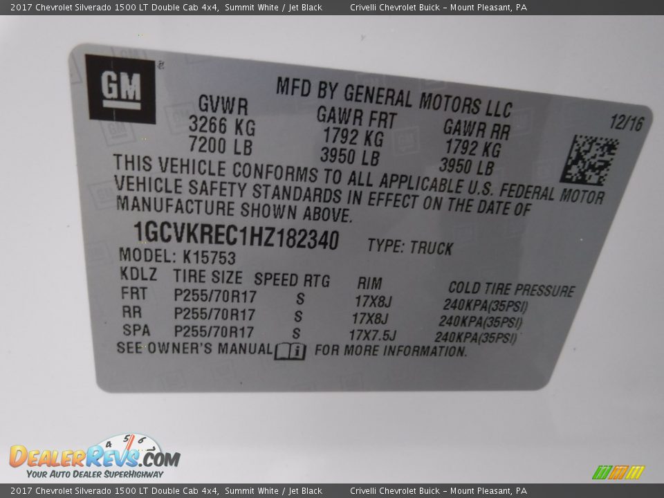 2017 Chevrolet Silverado 1500 LT Double Cab 4x4 Summit White / Jet Black Photo #20