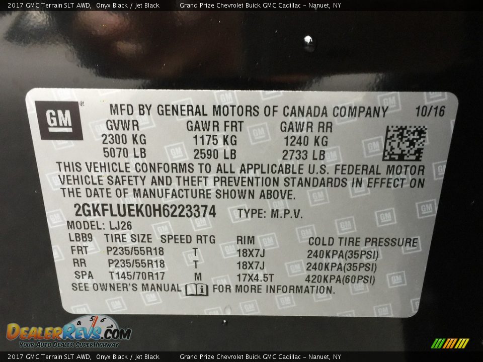 2017 GMC Terrain SLT AWD Onyx Black / Jet Black Photo #11