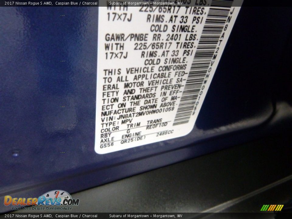 2017 Nissan Rogue S AWD Caspian Blue / Charcoal Photo #15