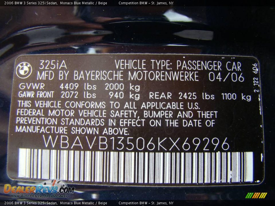 2006 BMW 3 Series 325i Sedan Monaco Blue Metallic / Beige Photo #15