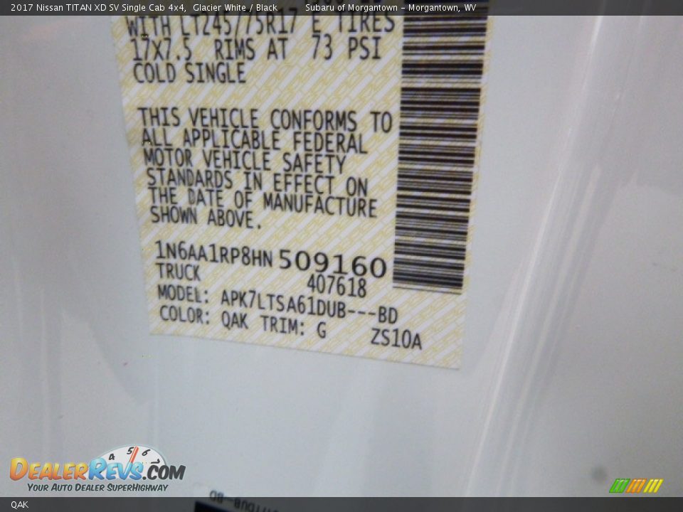 Nissan Color Code QAK Glacier White