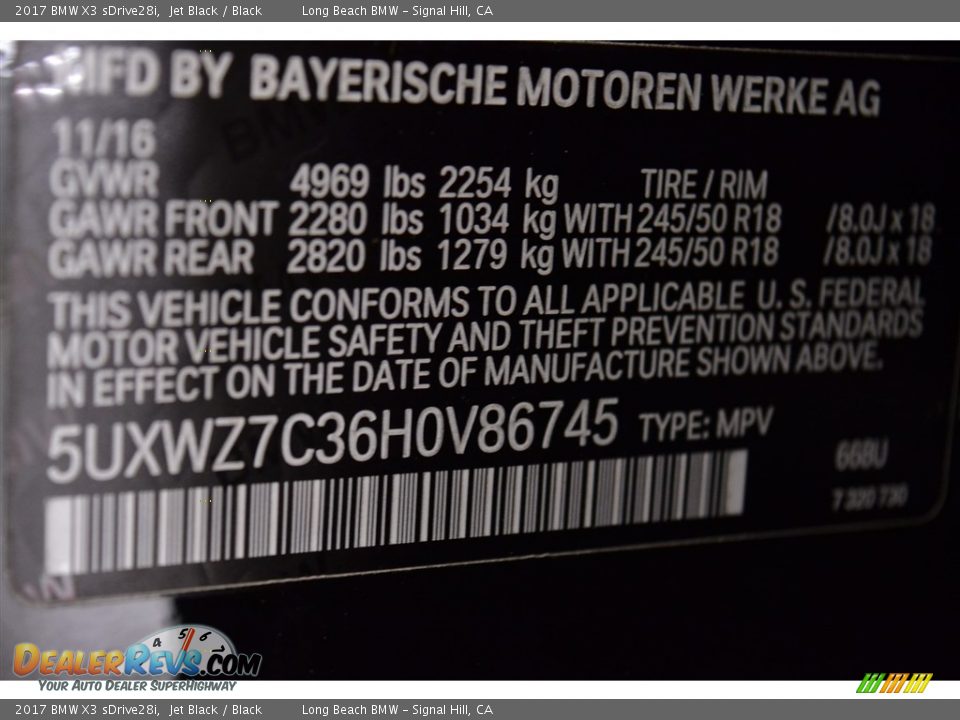 2017 BMW X3 sDrive28i Jet Black / Black Photo #15