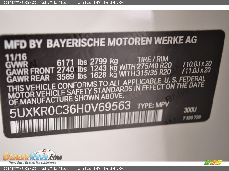 2017 BMW X5 xDrive35i Alpine White / Black Photo #15