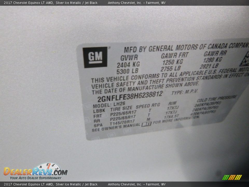 2017 Chevrolet Equinox LT AWD Silver Ice Metallic / Jet Black Photo #14