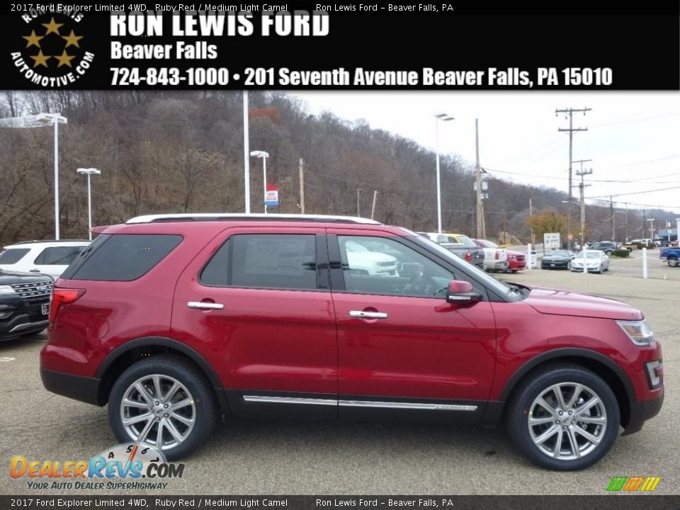 2017 Ford Explorer Limited 4WD Ruby Red / Medium Light Camel Photo #1