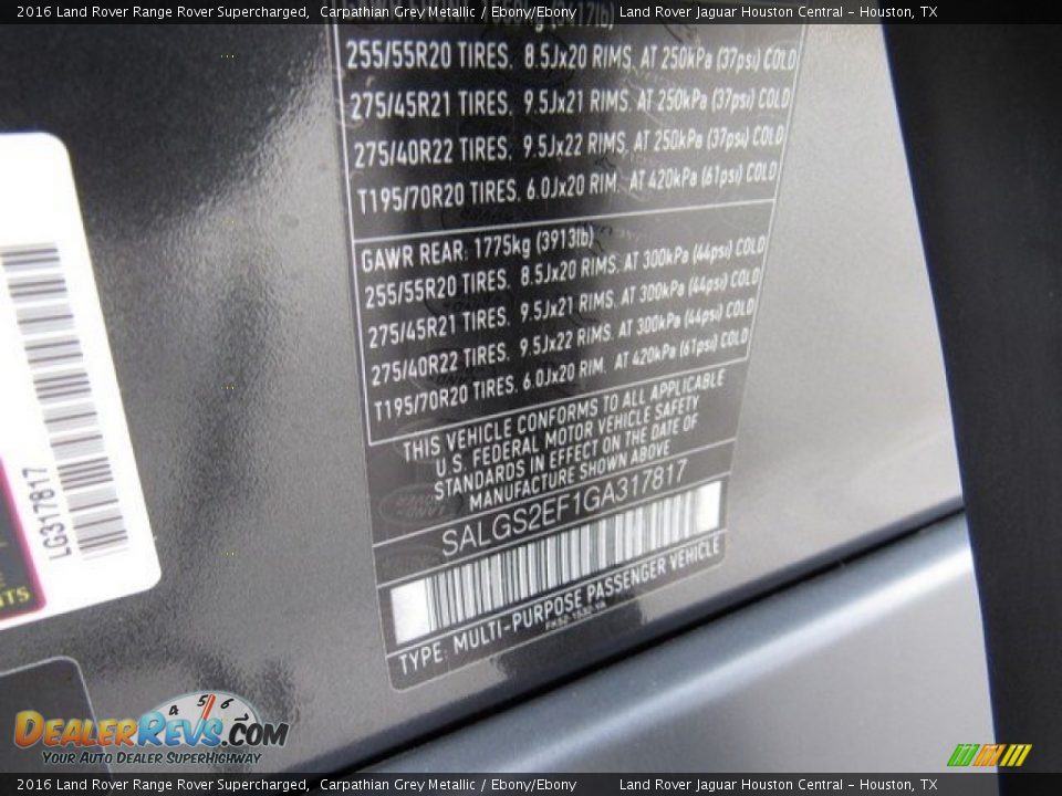 2016 Land Rover Range Rover Supercharged Carpathian Grey Metallic / Ebony/Ebony Photo #21