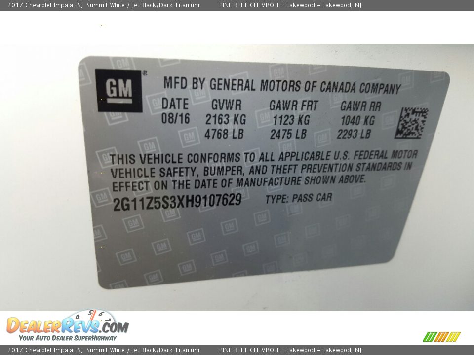 2017 Chevrolet Impala LS Summit White / Jet Black/Dark Titanium Photo #7