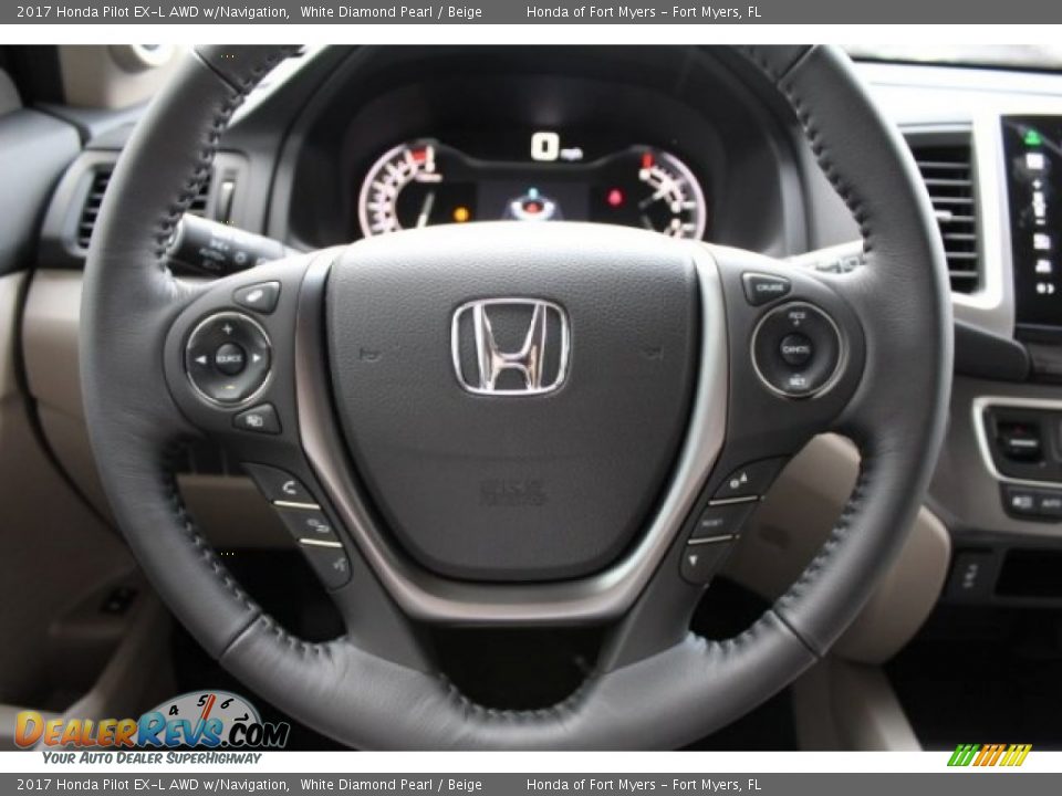 2017 Honda Pilot EX-L AWD w/Navigation White Diamond Pearl / Beige Photo #10