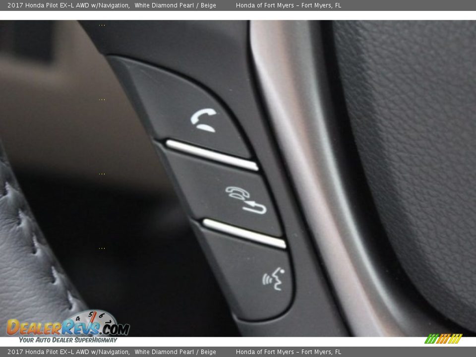 2017 Honda Pilot EX-L AWD w/Navigation White Diamond Pearl / Beige Photo #13
