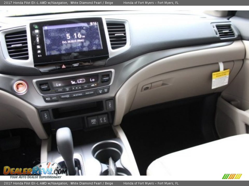 2017 Honda Pilot EX-L AWD w/Navigation White Diamond Pearl / Beige Photo #15
