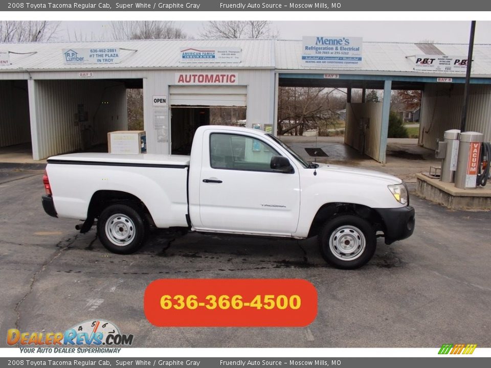 2008 Toyota Tacoma Regular Cab Super White / Graphite Gray Photo #35