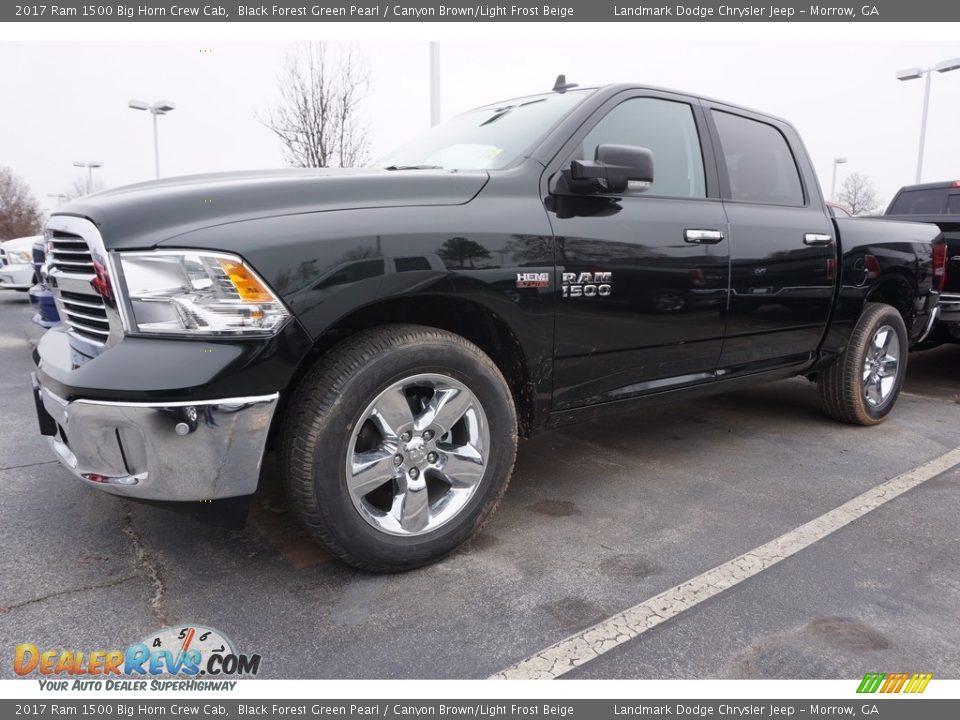 2017 Ram 1500 Big Horn Crew Cab Black Forest Green Pearl / Canyon Brown/Light Frost Beige Photo #1