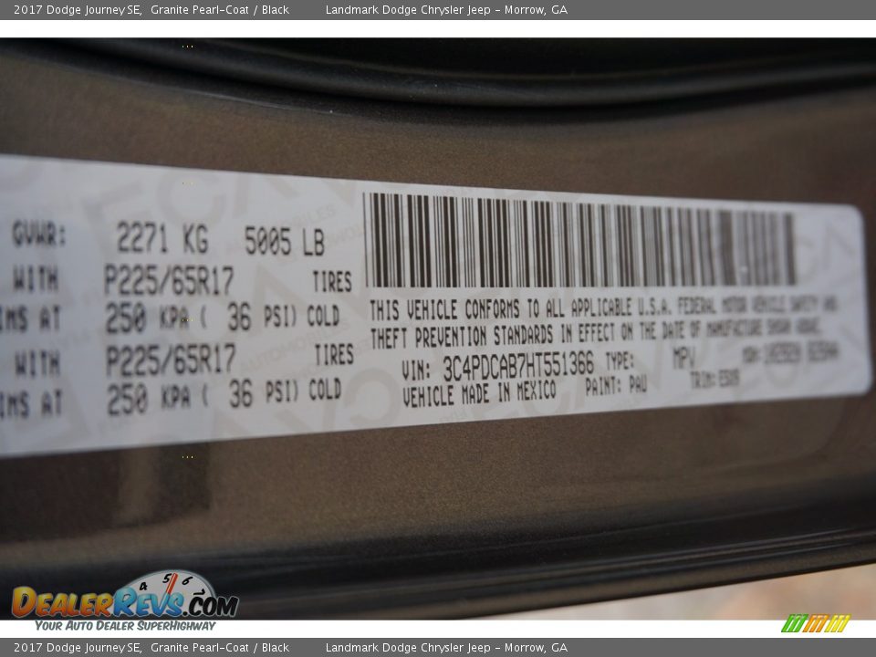 2017 Dodge Journey SE Granite Pearl-Coat / Black Photo #9