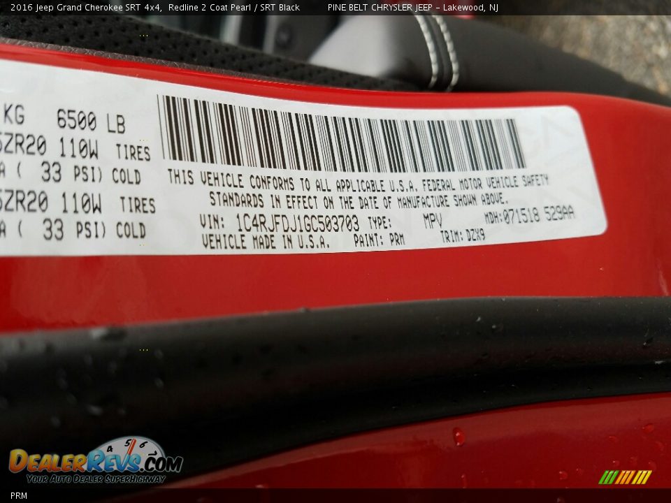 Jeep Color Code PRM Redline 2 Coat Pearl