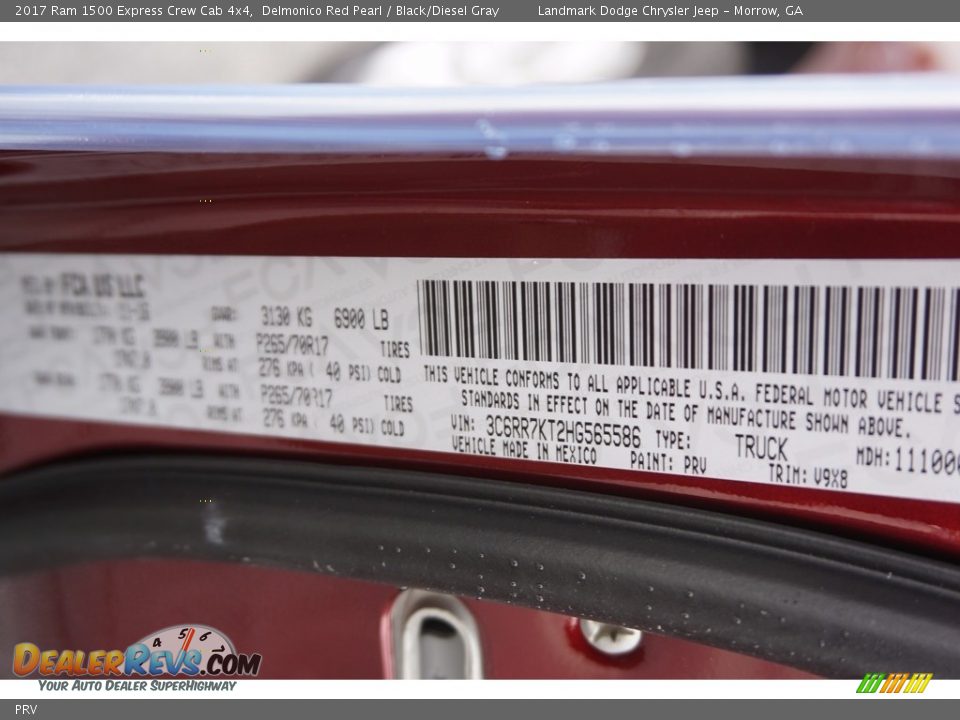 Ram Color Code PRV Delmonico Red Pearl