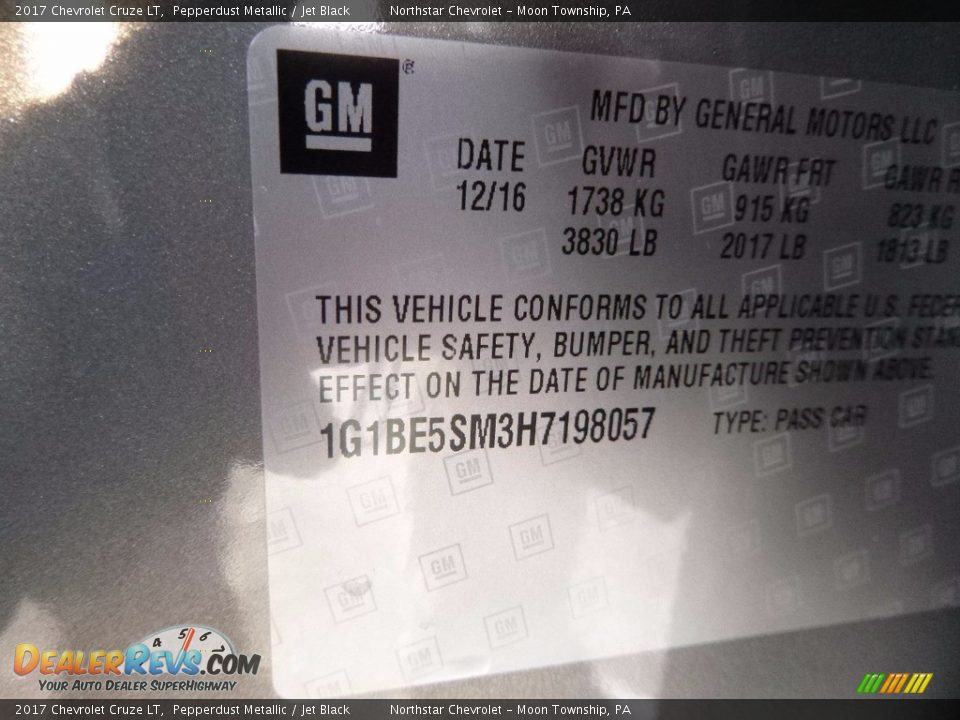 2017 Chevrolet Cruze LT Pepperdust Metallic / Jet Black Photo #14