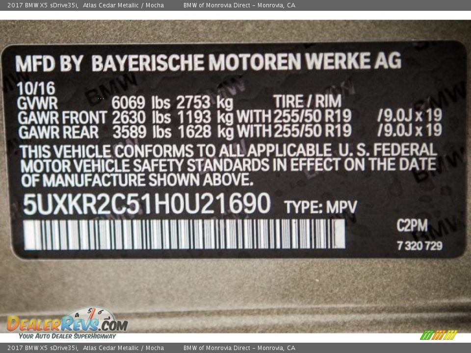 2017 BMW X5 sDrive35i Atlas Cedar Metallic / Mocha Photo #10