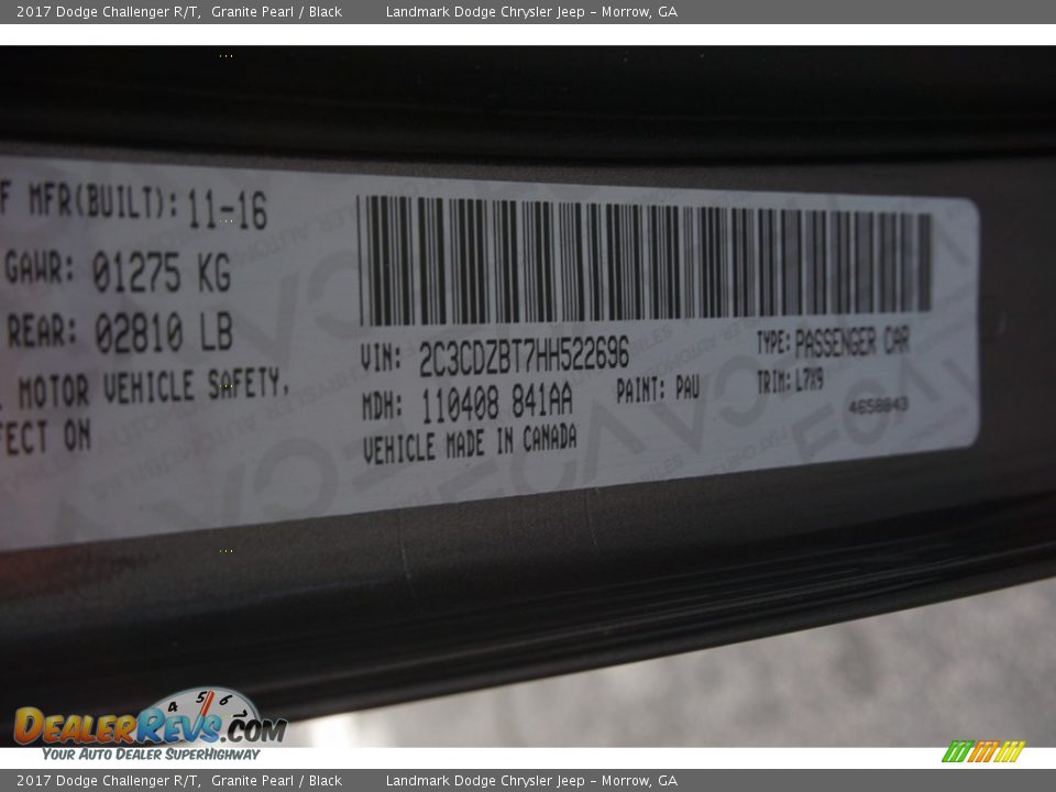 2017 Dodge Challenger R/T Granite Pearl / Black Photo #10