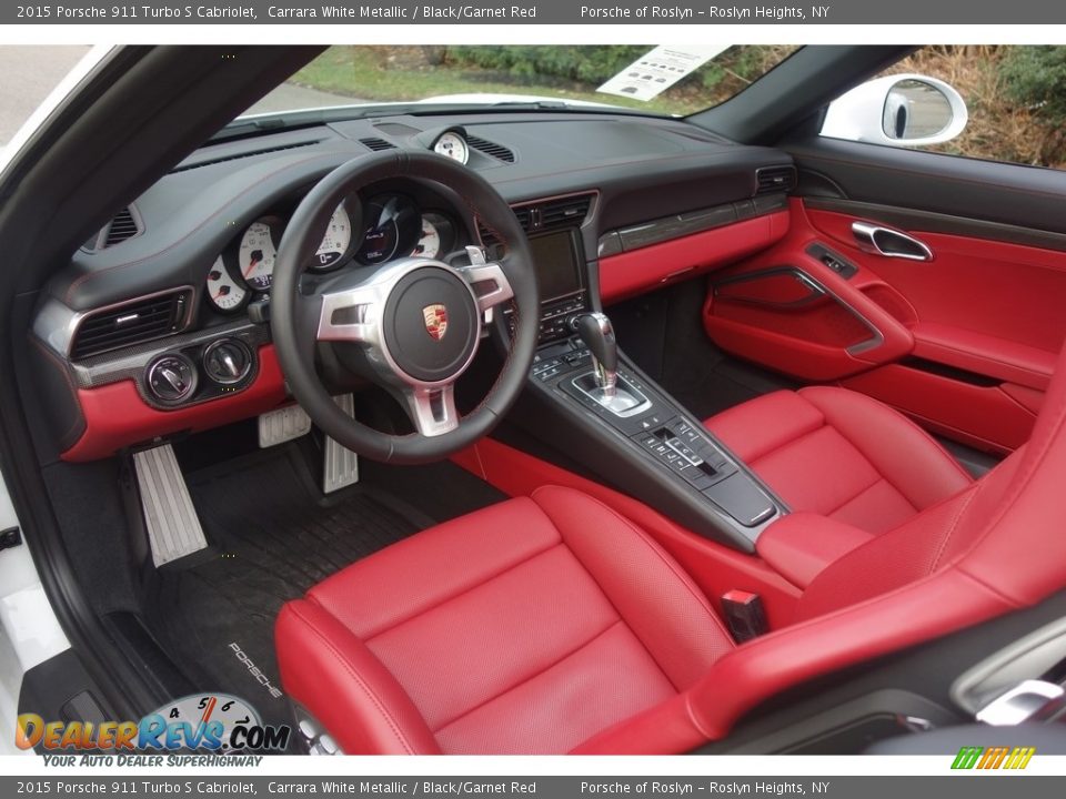 Black/Garnet Red Interior - 2015 Porsche 911 Turbo S Cabriolet Photo #13