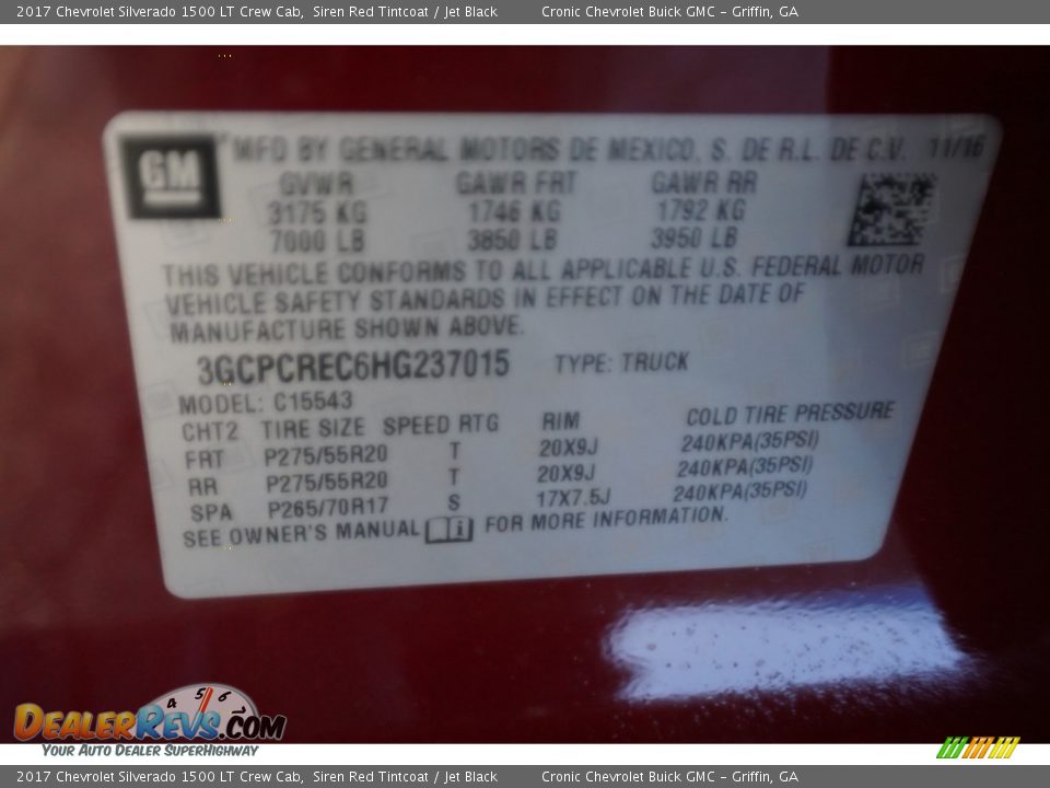2017 Chevrolet Silverado 1500 LT Crew Cab Siren Red Tintcoat / Jet Black Photo #16