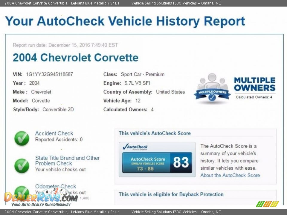 Dealer Info of 2004 Chevrolet Corvette Convertible Photo #2