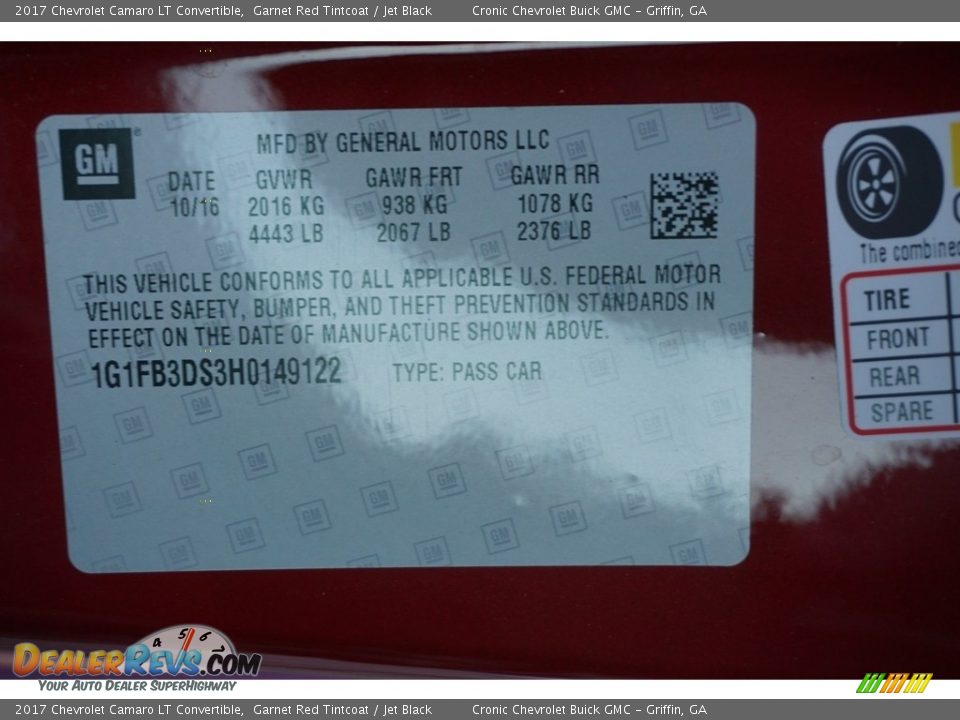 2017 Chevrolet Camaro LT Convertible Garnet Red Tintcoat / Jet Black Photo #15